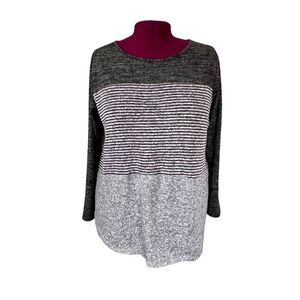St. John’s Bay Soft‎ Striped Tunic Lightweight Sweater Gray Plus Size XL